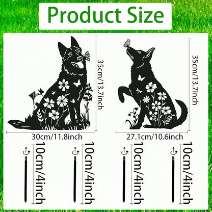 German Shepherd Metal Garden Stakes Yard Decor, Lawn Ornaments - Image 2