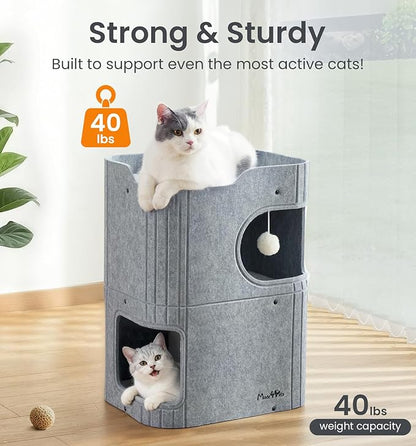 Made4Pets Cat House for Indoor Use, 2-Storey Cube Bed Cave, Covered Hideaway - Image 5