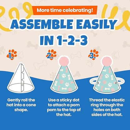 Dog Birthday Party Hat Set, Reusable & Adorable Kitty/Doggy Birthday - Image 3