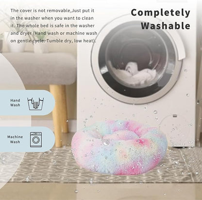 Calming Donut Dogs Beds for Small Dogs Washable, 23inch Plush Round Pet Bed for - Image 4