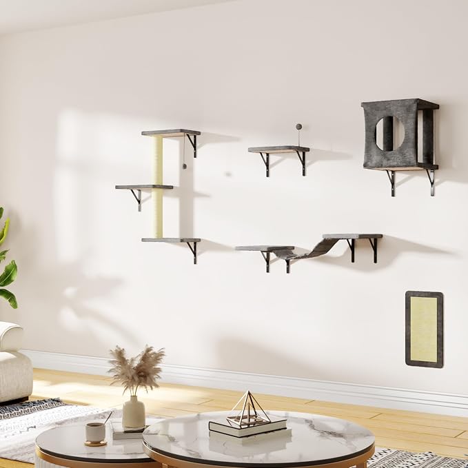 10-in-1 Cat Wall Shelves, Wooden Climbing Wall - Image 8