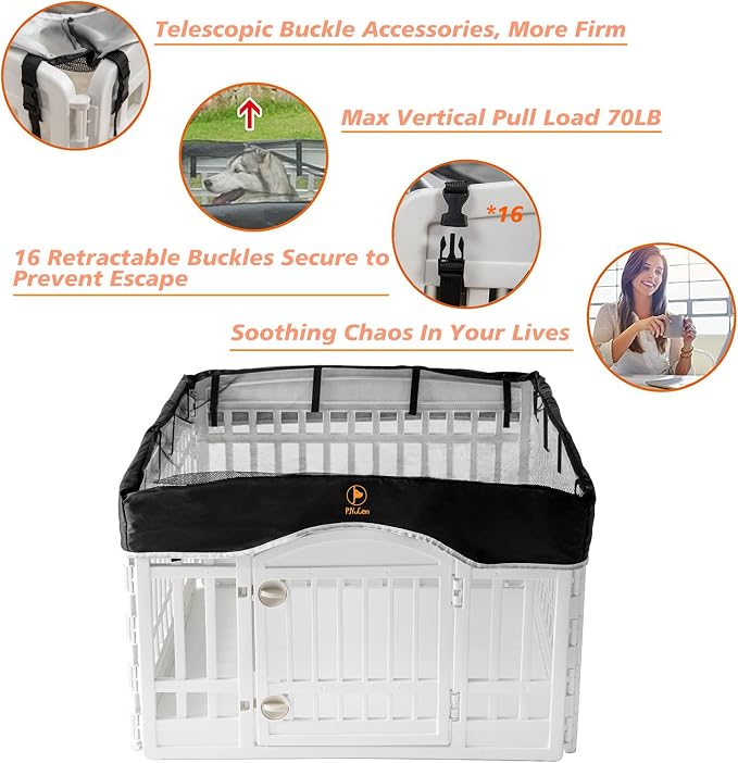 PJYuCien Dog Playpen Mesh Top Cover, Fits 36 Inch 4 Panels Regular Square - Image 4