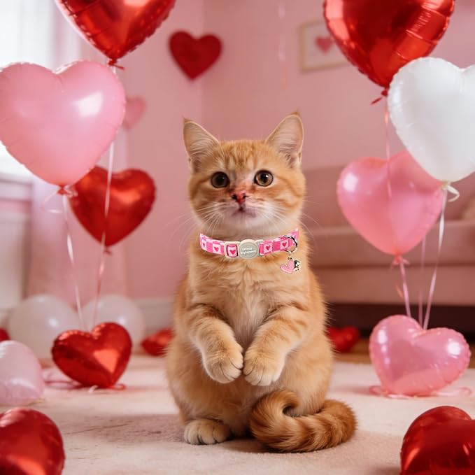 Unique Style Paws Pink Kitten Collars, Cute Valentine Cats Collar - Image 5