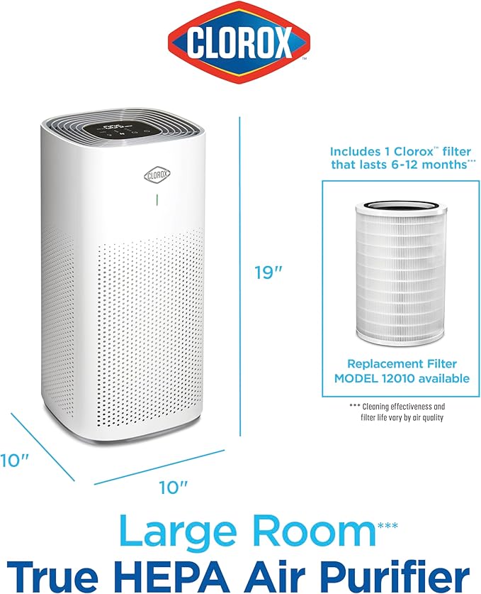 Clorox HEPA Air Purifiers for Home, True HEPA Filter, XL Rooms Up to 2 - Image 8