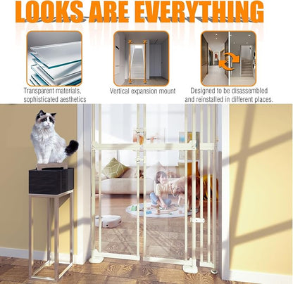 74-98" Extra Tall Cat Gate, Fits 33.85-42" Wide Opening, No Drilling Pressure - Image 2