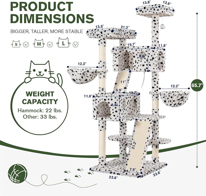 MUTICOR 66 Inches Multi-Level Large Cat Tree Tower - Image 2