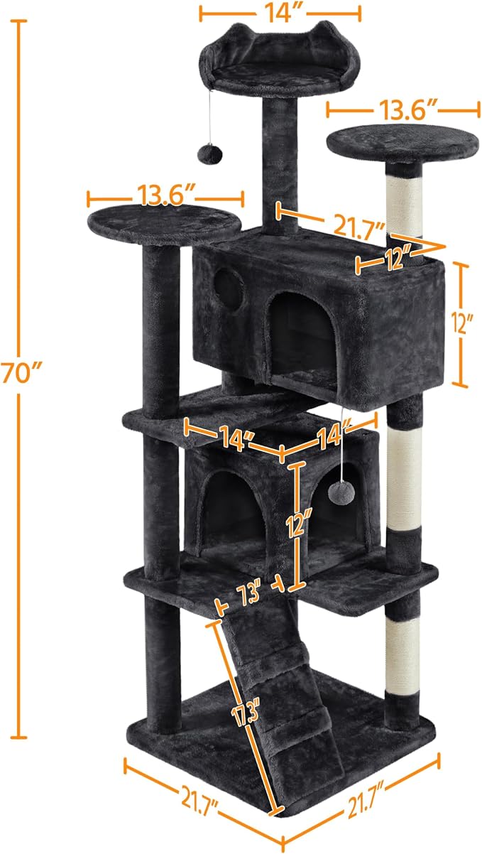 Yaheetech Multi-Level Cat Tree for Large Cats, - Image 4
