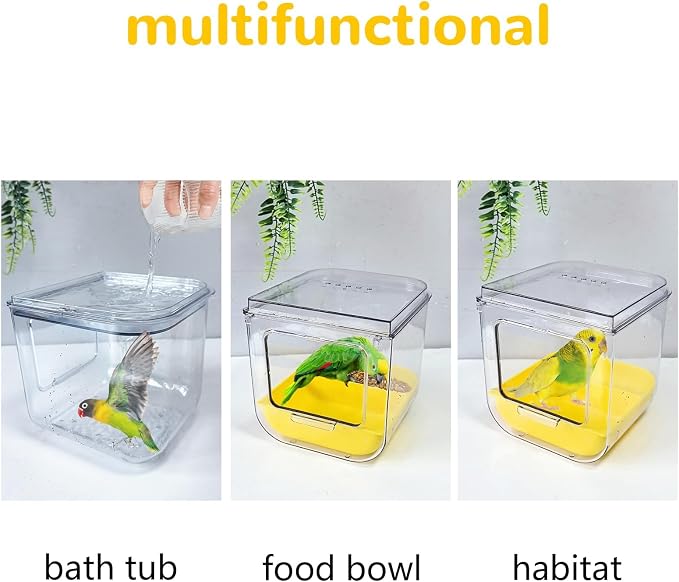 Bird Bath for Cage Bird Shower Bath Parrot Cage Feeder Cage Accessories - Image 3