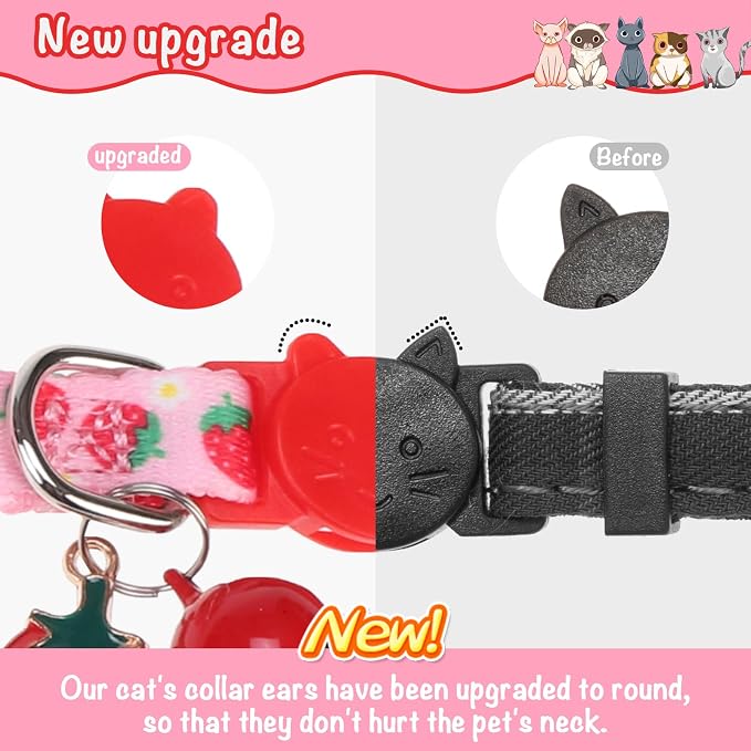 Breakaway Cat Collar with Removable Bow Tie and Bell, Cute Multi-Style Patterns - Image 5