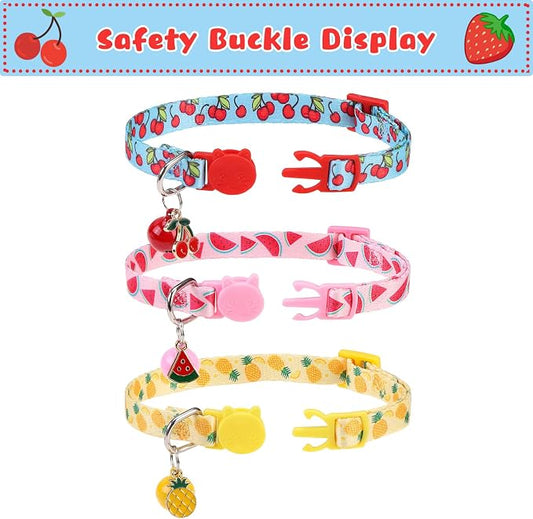 Breakaway Cat Collars with Bell & Cute Pendants, 3 Pack Safety Buckle Kitten - Image 2