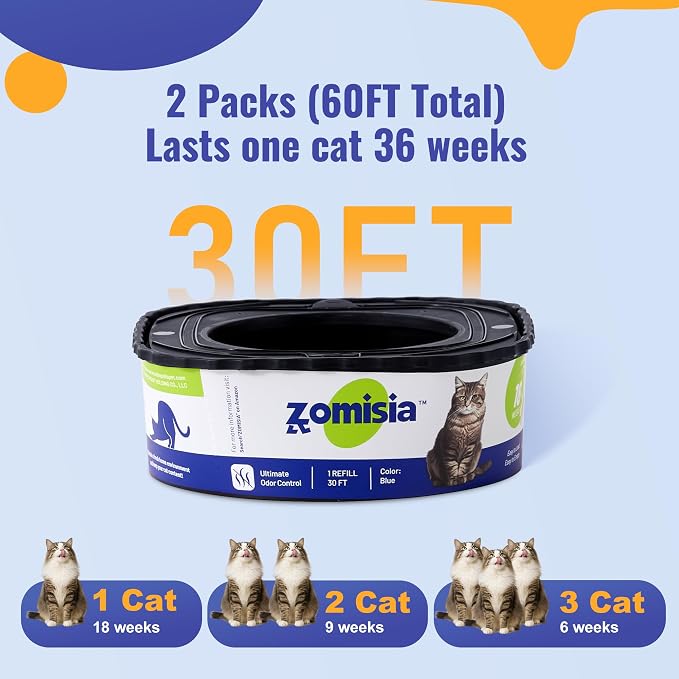 2 Pack Cat Litter Refill Bags, Non-See-Through Jumbo 60FT Cartridge Refill - Image 4