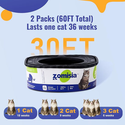 2 Pack Cat Litter Refill Bags, Non-See-Through Jumbo 60FT Cartridge Refill - Image 4