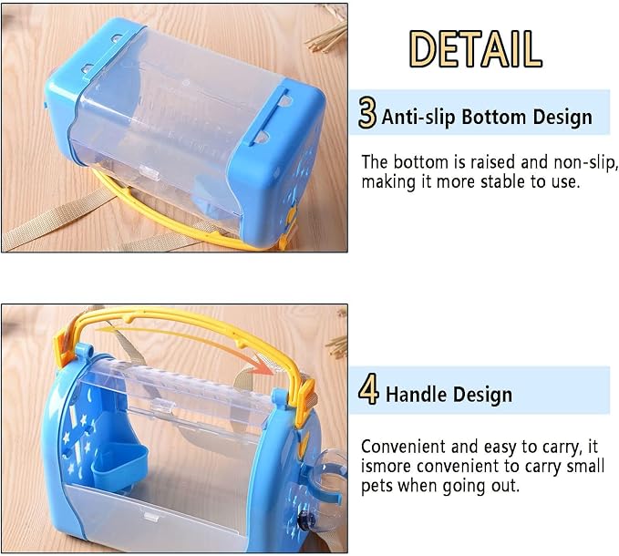 kathson Portable Hamster Cage Dwarf Hamster Carry Travel Cage - Image 4