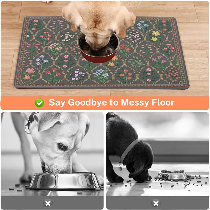Absorbent Pet Dog Bowl Mat for Food and Water, Pet Cat Food Feeding Mat - Image 3