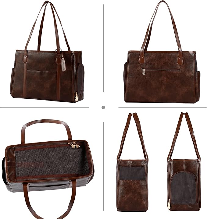 Stylish Dog Purse Carrier, Leather Pet Carrier Bag - Image 3