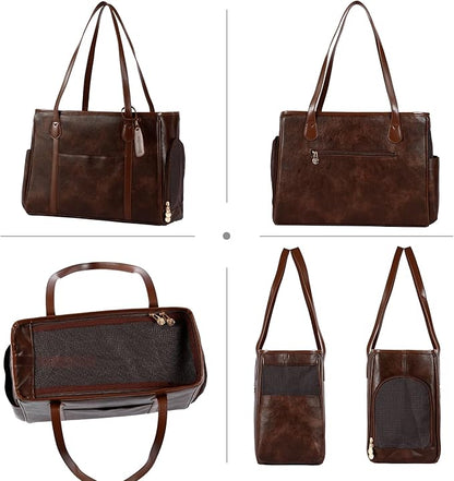 Stylish Dog Purse Carrier, Leather Pet Carrier Bag - Image 3