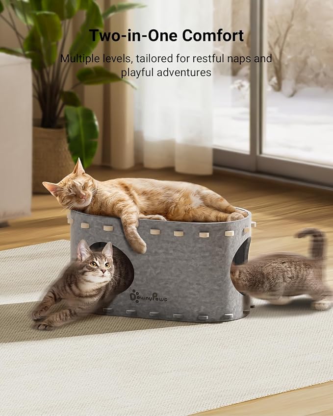 DownyPaws Cat House for Indoor Cats, Cat Bed Cave for Multiple & Large Cats Up - Image 2