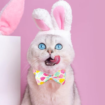 2 Pack Easter Cat Collar with Bowtie Adjustable Cute Kitten Collars - Image 4