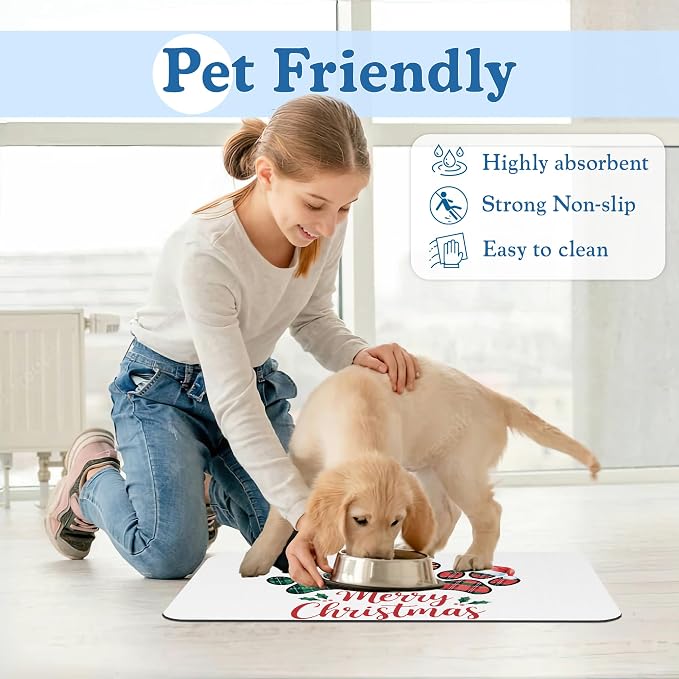 Dog Christmas Dog Food Mat–Christmas Stocking Absorbent Quick Dry Feeding - Image 6