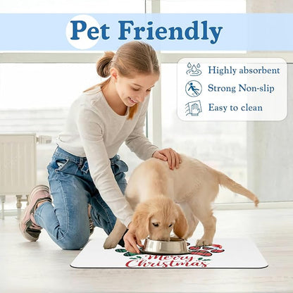 Dog Christmas Dog Food Mat–Christmas Stocking Absorbent Quick Dry Feeding - Image 6