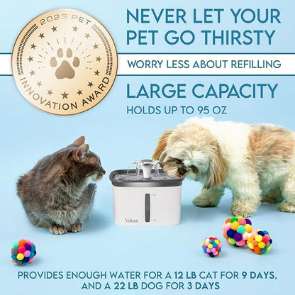 Veken Innovation Award Winner 95oz/2.8L Pet Fountain, Automatic Cat Water - Image 3