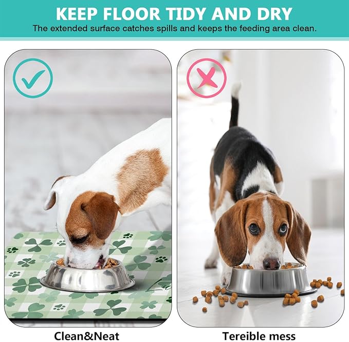 St Patricks Day Dog Food & Water Mat, Super Absorbent Cat Bowl Mat - Image 3