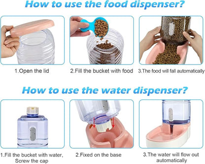 Automatic Dog Cat Feeder and Water Dispenser Gravity Food Feeder and Waterer Set - Image 4