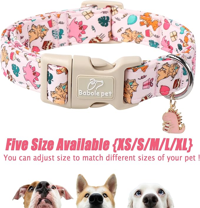Cute Dinosaur Dog Collar, Adjustable Pink Dino Dog Collars - Image 6