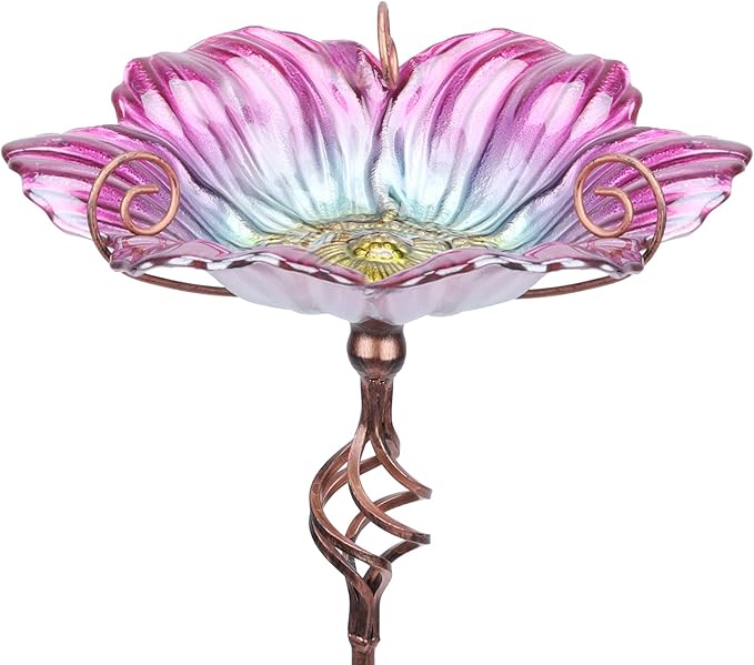 MUMTOP 31 Inch Height Glass Birdbath Birdfeeder by MUMTOP