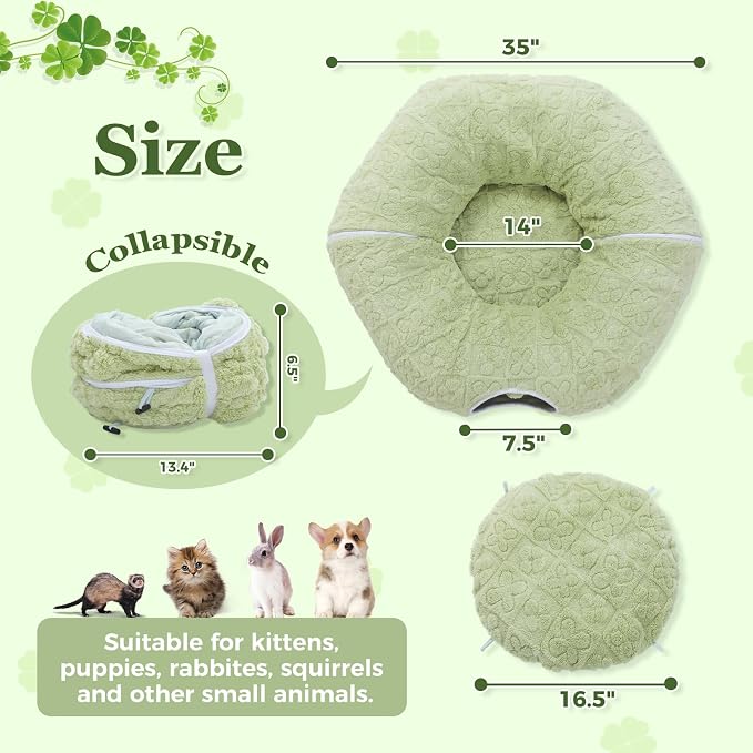 PEQULTI Cat Tunnel with Bed for Indoor Cats, Cat Play Donut Tunnel with - Image 3