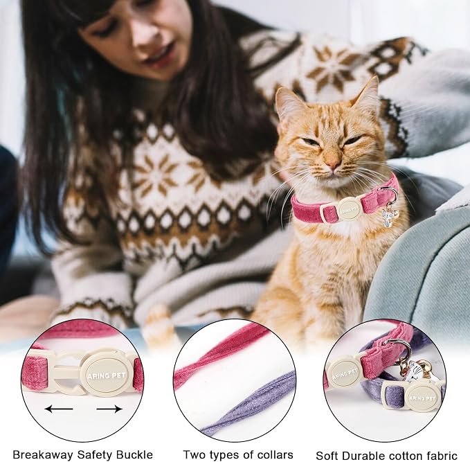 ARING PET 2 Pack Cat Collars-Cute Breakaway Cat Collar - Image 2