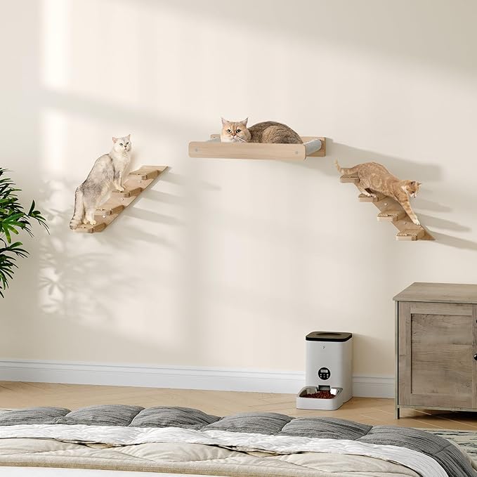 HOOBRO Cat Wall Shelves Set of 2, Wood Wall Mounted 4-Level Cat Wall Steps - Image 8