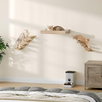 HOOBRO Cat Wall Shelves Set of 2, Wood Wall Mounted 4-Level Cat Wall Steps - Image 8