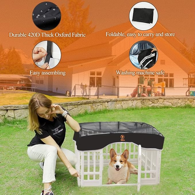 PJYuCien Dog Playpen Mesh Top Cover, Fits 36 Inch 4 Panels Regular Square - Image 5