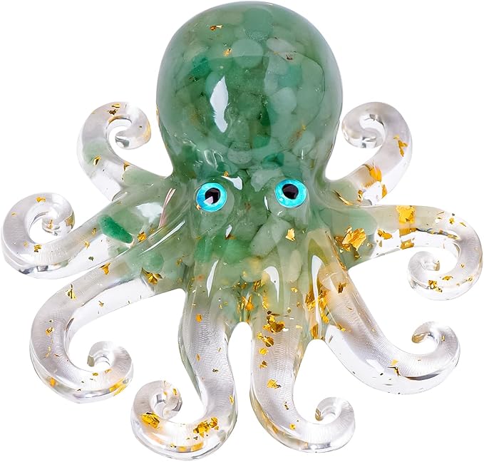 Natural Crystal Green Aventurine Gravel Octopus Resin Marine Animals Fish Tank by RJINGSHICRYSTAL