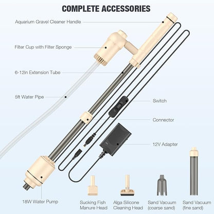 AKKEE Aquarium Vacuum Gravel Cleaner: 18W Gravel Vacuum - Image 8