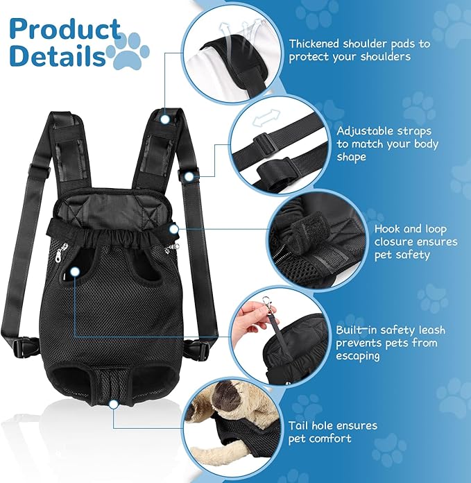 YUDODO 2-Pack Pet Dog Carrier Backpack Adjustable Dog Front Carrier, Legs Out - Image 2