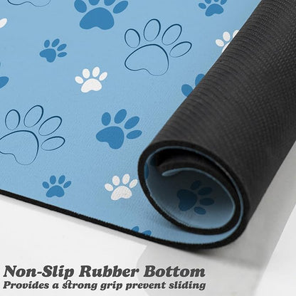 Dog Food Mat, Absorbent Water Bowl Mats Cat Pet Feeding Placemats Blue 24 * 32 - Image 3