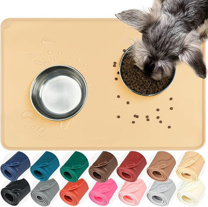 VIVAGLORY Dog Food Mat Flexmat Dog Bowl Mat, Placemat Food Tray by Vivaglory