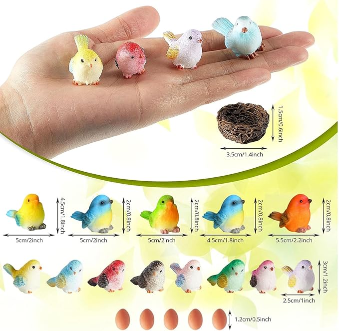 Jetec 30 Pieces Garden Accessories Bird Decorative Figurines Miniature Bird - Image 2