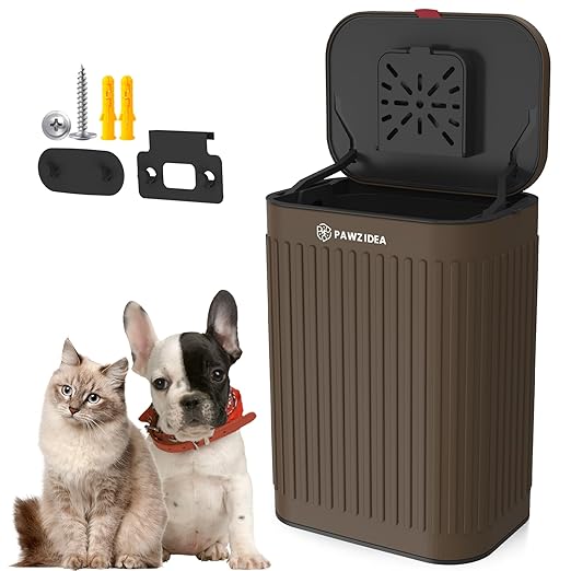 PAWZIDEA Wall Mount Dog Poop Trash Can Outside, 2.1 Gallon Small Dog Waste Bin by PAWZIDEA-Inlovejoywelive