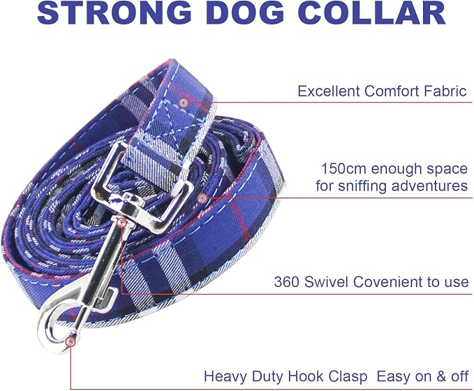 Yizepet Dog Collar and Leash Set-Plaid Puppy Collar - Image 3