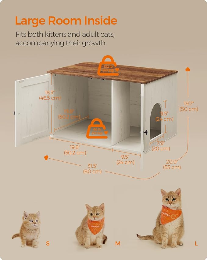 Feandrea Cat Litter Box Enclosure, Litter Box Furniture Hidden - Image 6