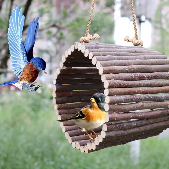 Natural Apple Wood Parrot Hammock & Tree Caves - Image 3