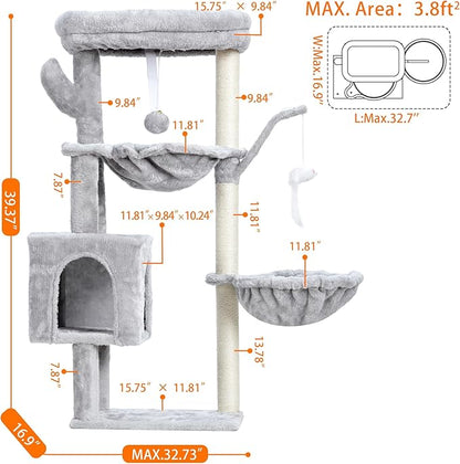 Heybly Cat Tree, 39.4 Inches Tower Condo - Image 6