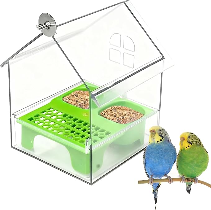 Pull-Out External Parrot Feeder, No Mess Bird Feeder, Decorative Transparent by Pcmursal
