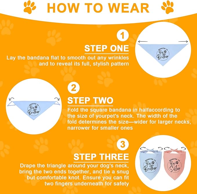 2 Pack Dog Bandana Pregnancy Announcement, Promoted to Big Brother and Sister - Image 4