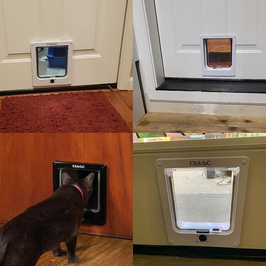 CEESC Medium Cat Door for Interior/Exterior Door, Weatherproof, Rotary 4 Way - Image 2