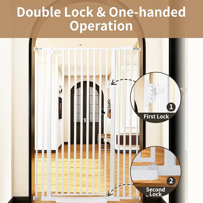 59“ Extra Tall Cat Gate for Doorway: 33.4-37.4” Wide Pet Gate, Auto Close/One - Image 5
