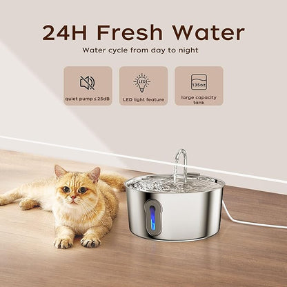 4L/135oz Large Cat Water Fountain Advanced 304 Stainless Steel - Image 6